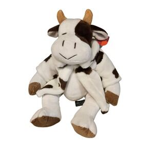 Russ‎ Berrie Mooella Cow Plush Stuffed Animal Floppy Corduroy Accents New